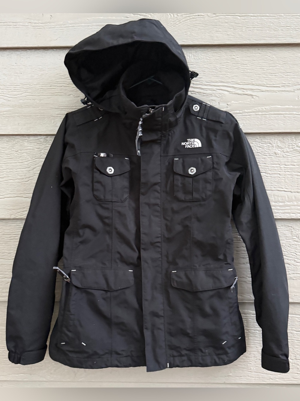 Vintage The North Face HyVent Women S/P Black Tactical Hooded Ski Jacket Nylon